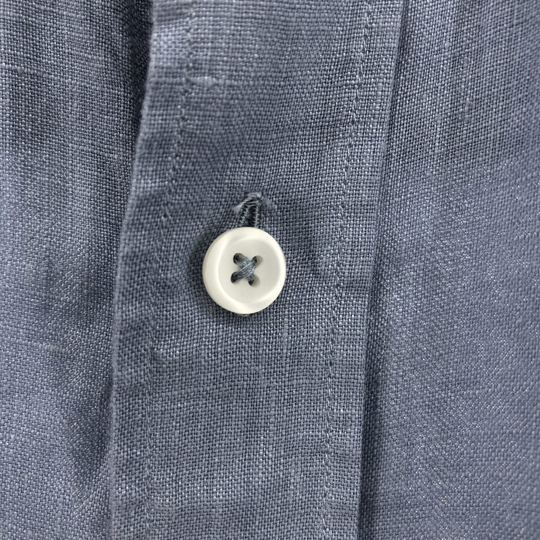 Massimo Dutti Long Sleeve Linen Shirt Men's XL linen blue type Vintage Second Hand
