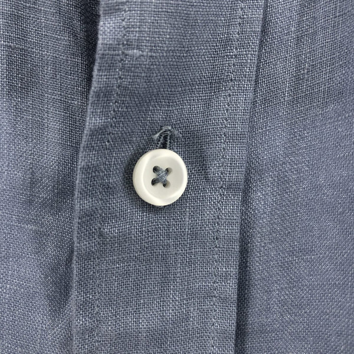 Massimo Dutti Long Sleeve Linen Shirt Men's XL linen blue type Vintage Second Hand