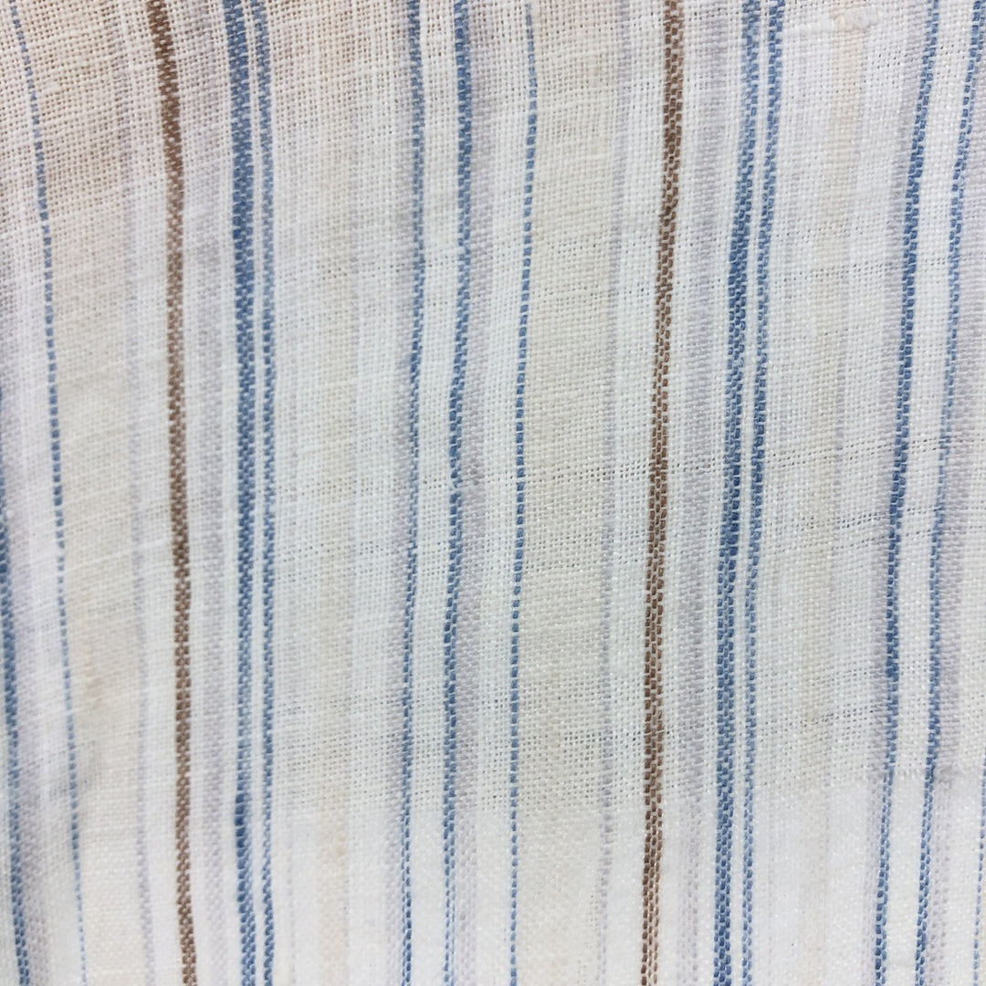 Hugo Boss HUGO BOSS Stripe Pattern Long Sleeve Linen Shirt Men's Size L linen beige type brown Vintage Second Hand