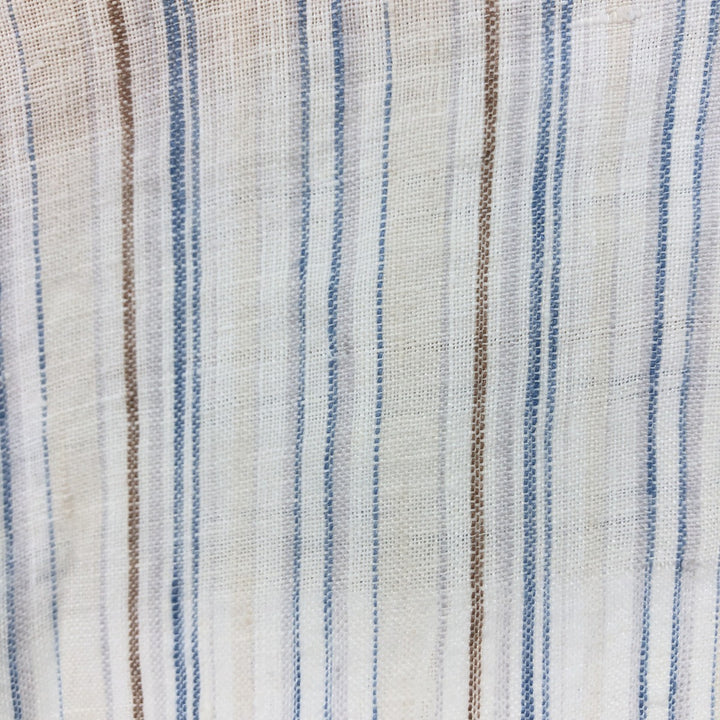 Hugo Boss HUGO BOSS Stripe Pattern Long Sleeve Linen Shirt Men's Size L linen beige type brown Vintage Second Hand