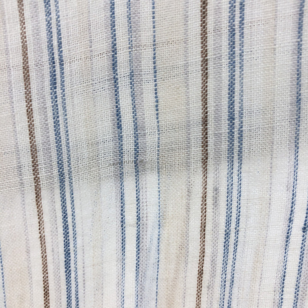 Hugo Boss HUGO BOSS Stripe Pattern Long Sleeve Linen Shirt Men's Size L linen beige type brown Vintage Second Hand