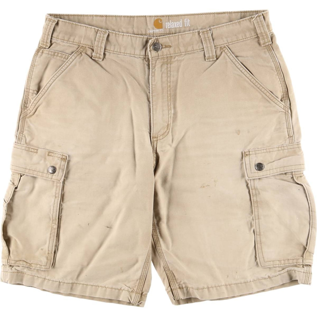 Carhartt Relaxed Fit Duck Cargo Shorts, Shorts, Men's, W34 equivalent unclear Beige type Vintage Second Hand