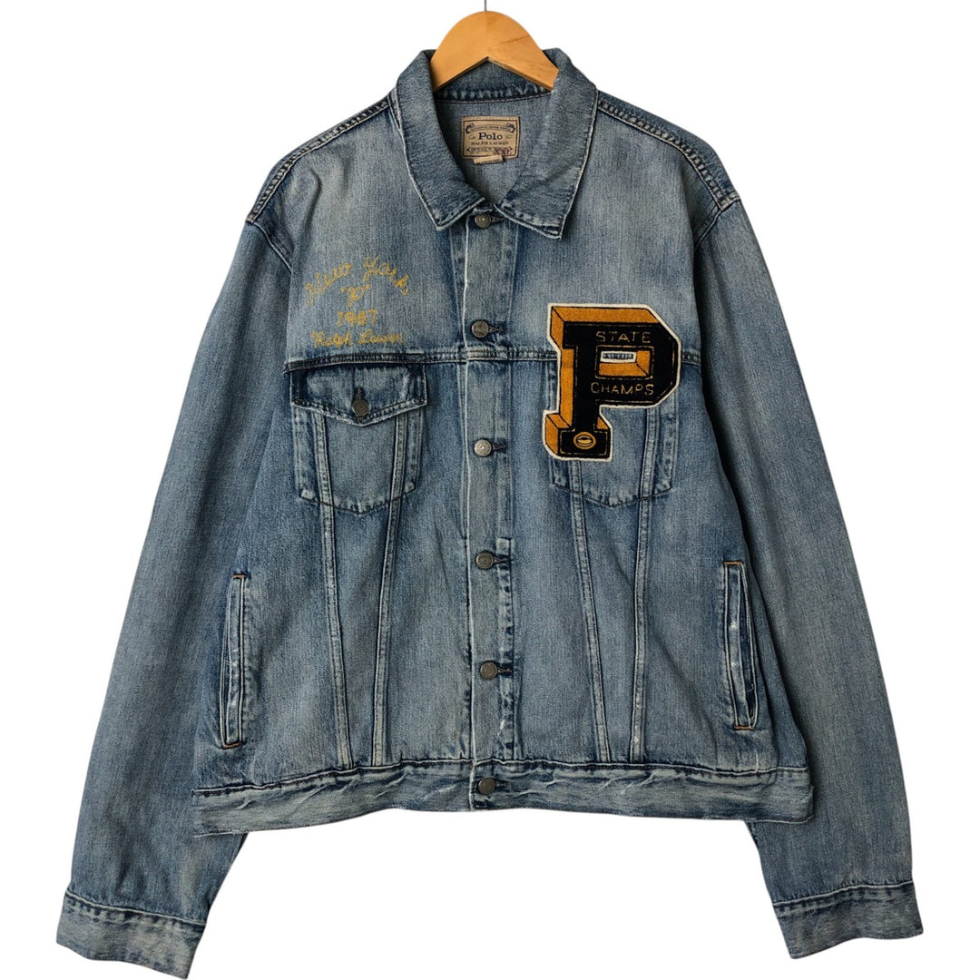 Ralph Lauren POLO RALPH LAUREN denim jacket G-jacket Men's XXL equivalent cotton blue type Vintage Second Hand