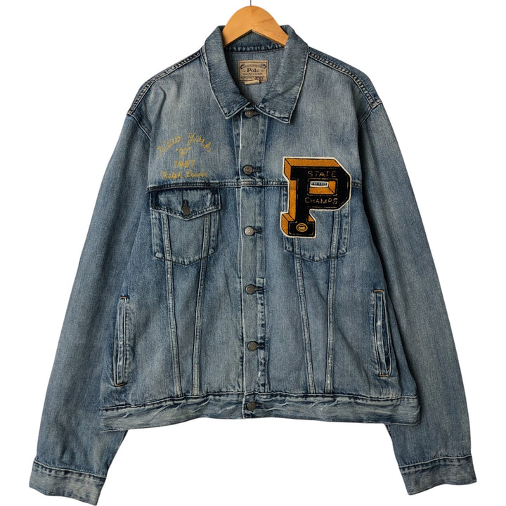 Ralph Lauren POLO RALPH LAUREN denim jacket G-jacket Men's XXL equivalent cotton blue type Vintage Second Hand