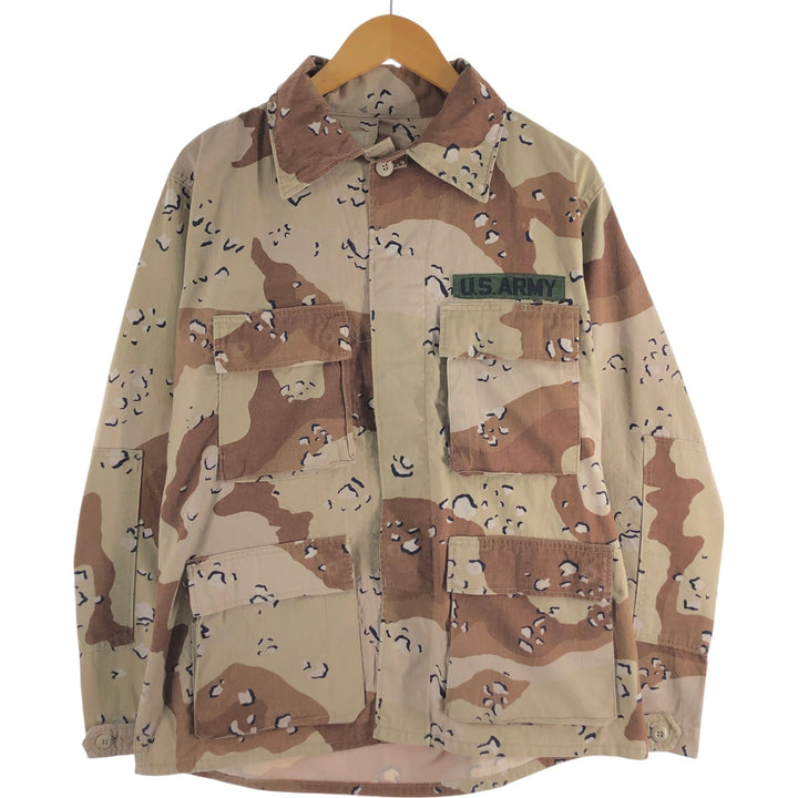 80'S US Military Camouflage Pattern 6C Desert Chocolate Chip Camo BDU Military Jacket Made in USA MEDIUM-REGULAR Men's M cotton Beige type Vintage Second Hand
