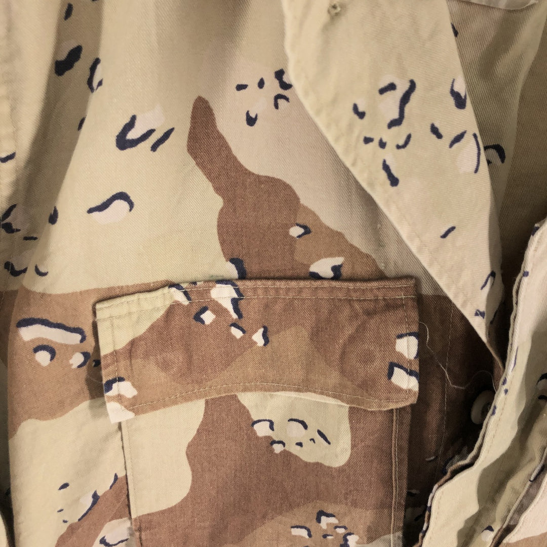 80'S US Military Camouflage Pattern 6C Desert Chocolate Chip Camo BDU Military Jacket Made in USA MEDIUM-REGULAR Men's M cotton Beige type Vintage Second Hand
