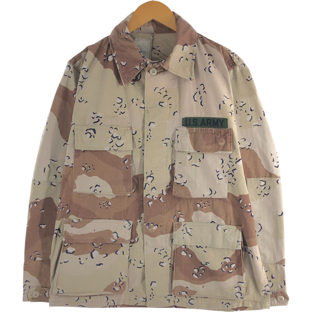 80'S US Military Camouflage Pattern 6C Desert Chocolate Chip Camo BDU Military Jacket Made in USA MEDIUM-REGULAR Men's M cotton Beige type Vintage Second Hand