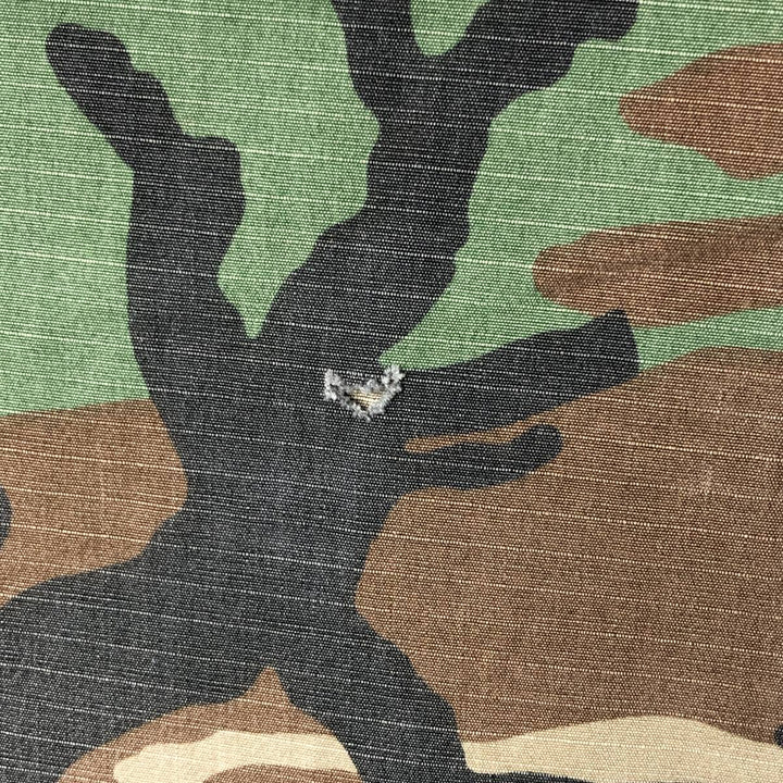 80'S Camouflage Pattern Woodland Camo Ripstop BDU Military Jacket Made in USA LARGE-SHORT Men's L equivalent cotton Khaki type Vintage Second Hand