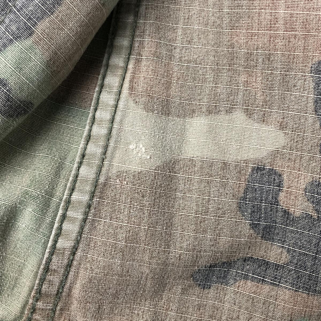 80'S Camouflage Pattern Woodland Camo Ripstop BDU Military Jacket Made in USA LARGE-SHORT Men's L equivalent cotton Khaki type Vintage Second Hand