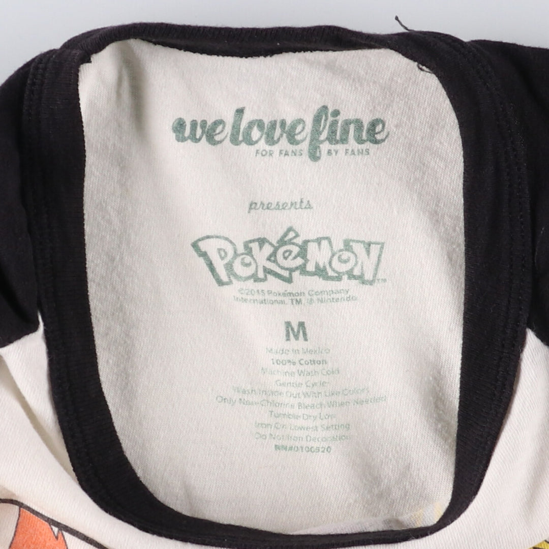 WELOVELINE POKEMON Pocket Monsters Anime 3/4 Sleeve Raglan T-Shirt Men's M Size cotton white type Vintage Second Hand