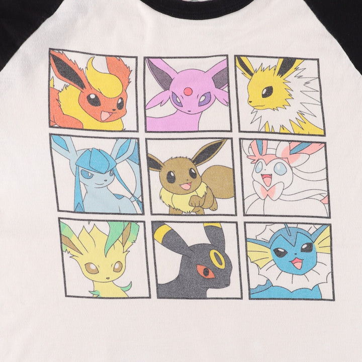 WELOVELINE POKEMON Pocket Monsters Anime 3/4 Sleeve Raglan T-Shirt Men's M Size cotton white type Vintage Second Hand