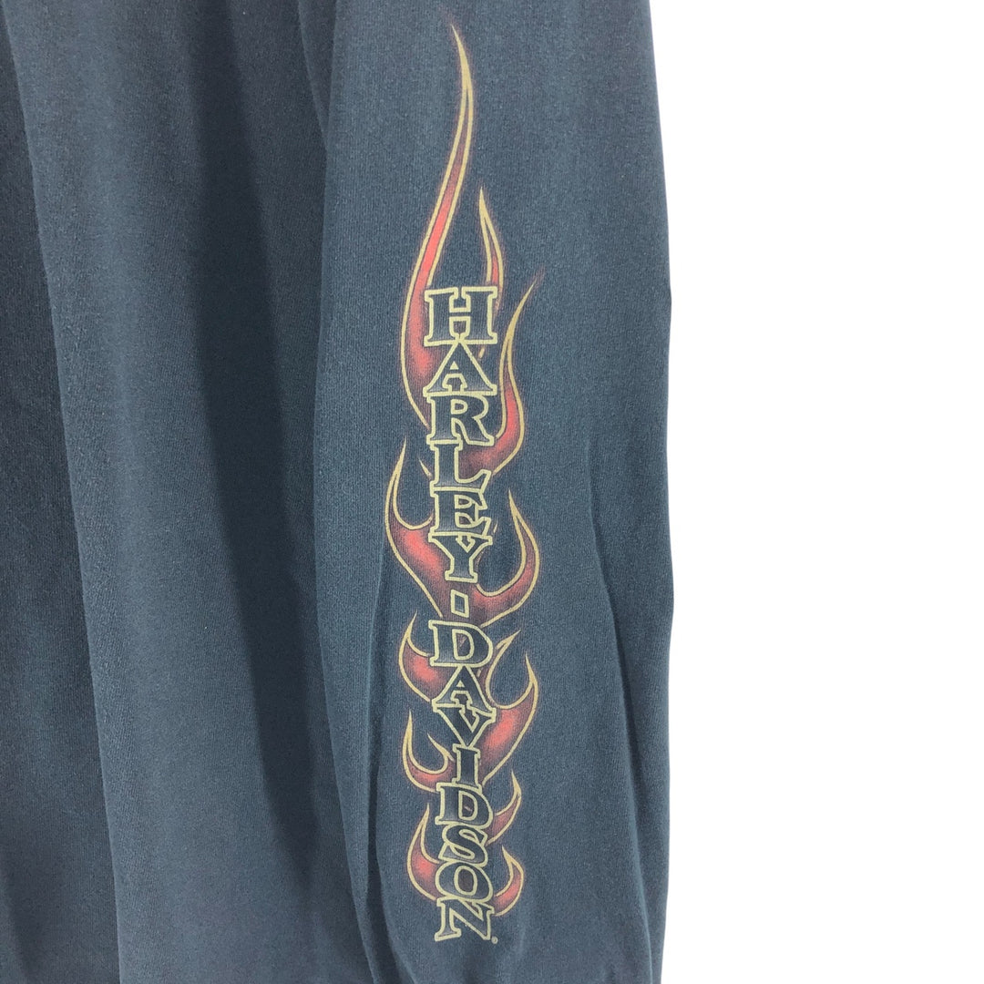 Big size 00'S Harley-Davidson long T-shirt, men's XXXL equivalent cotton black type Vintage Second Hand