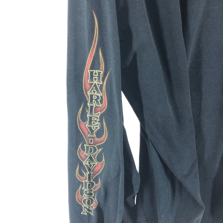 Big size 00'S Harley-Davidson long T-shirt, men's XXXL equivalent cotton black type Vintage Second Hand