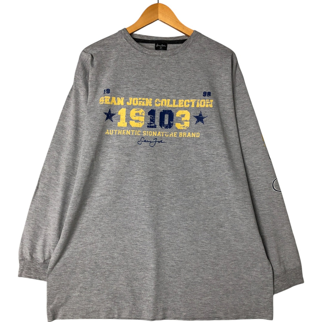 Sean John SEANJOHN Long Sleeve T-Shirt Made in USA Men's XL cotton gray type Vintage Second Hand