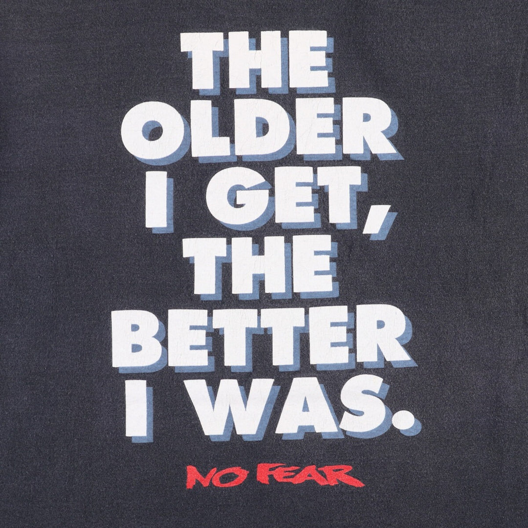 90'S NO FEAR surf skate T-shirt made in USA, men's size L, vintage cotton black type Vintage Second Hand