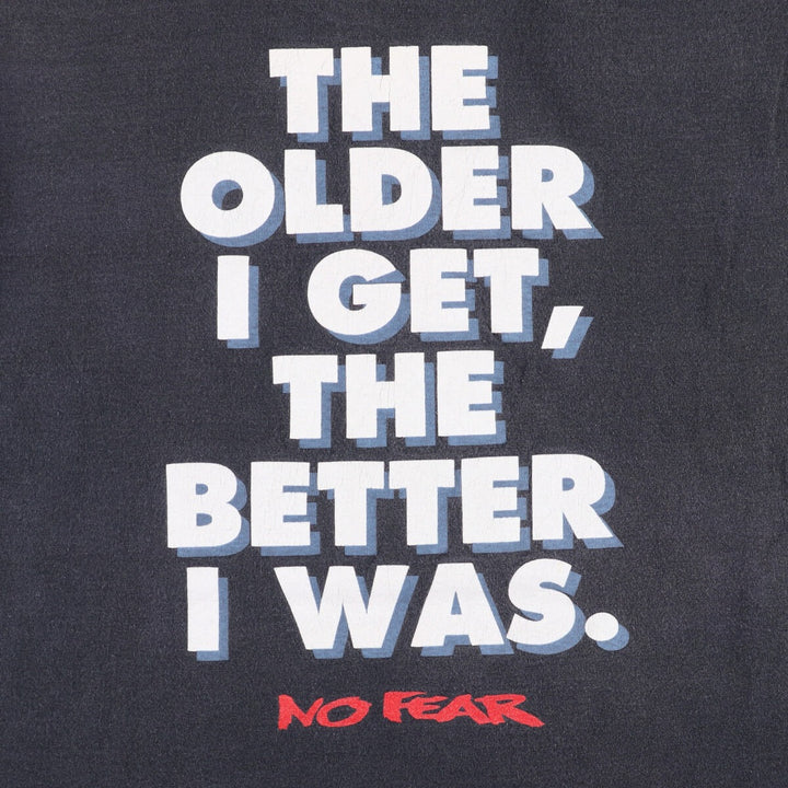 90'S NO FEAR surf skate T-shirt made in USA, men's size L, vintage cotton black type Vintage Second Hand