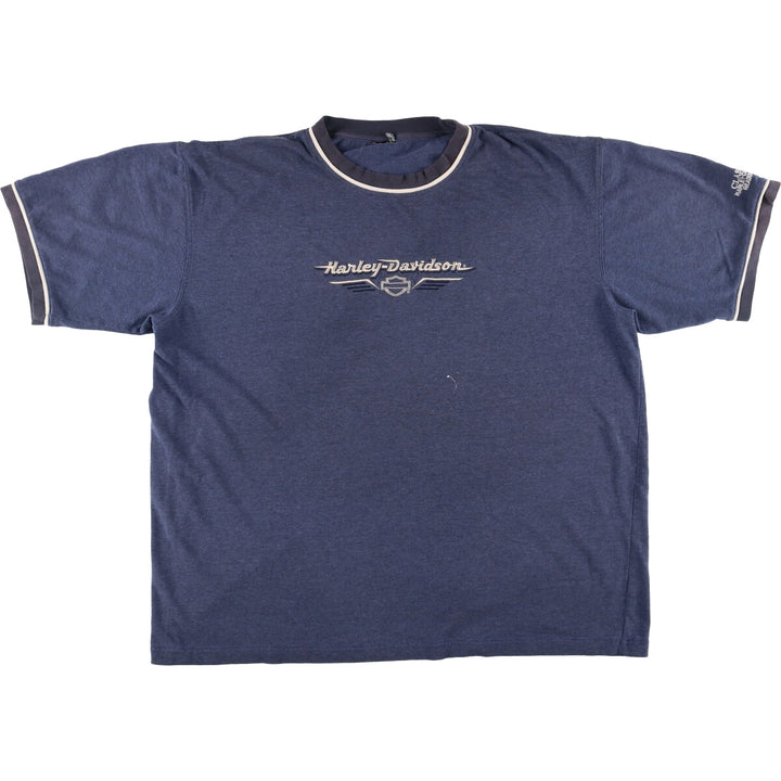 Harley-Davidson Ringer T-shirt, Men's XL size unclear Navy blue Vintage Second Hand