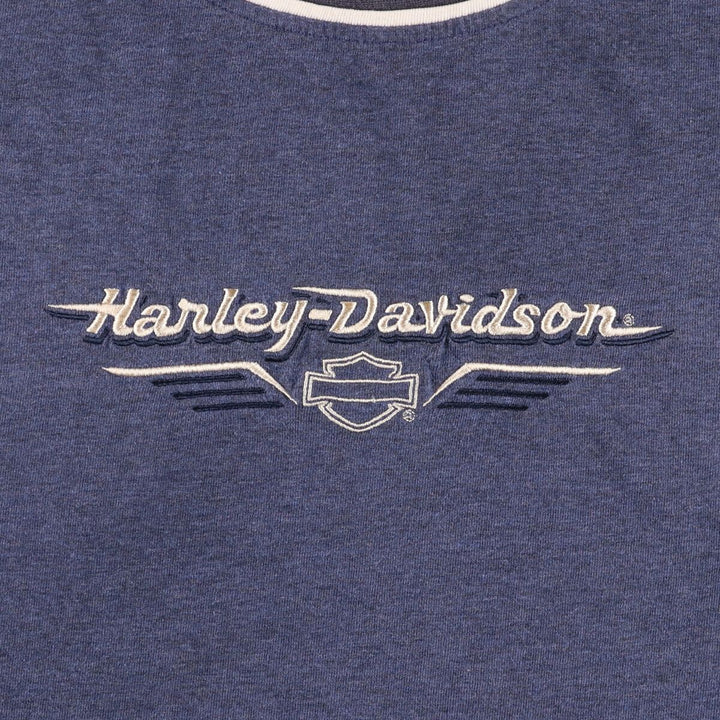Harley-Davidson Ringer T-shirt, Men's XL size unclear Navy blue Vintage Second Hand