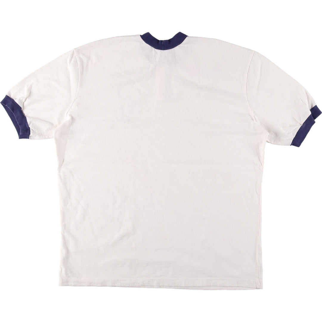 90'S SEW SPORTY College Ringer T-shirt, Made in USA, Men's XL, Vintage cotton white type Vintage Second Hand