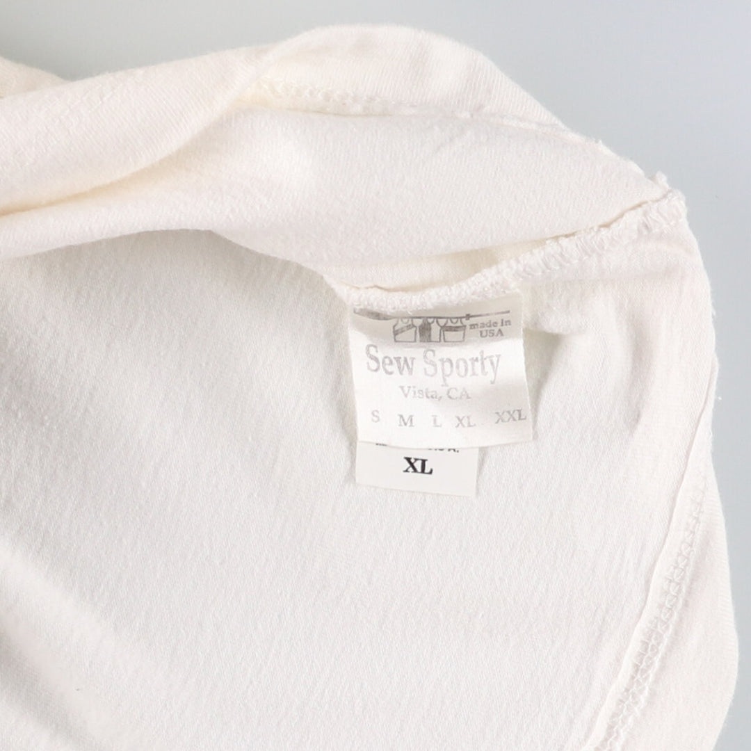 90'S SEW SPORTY College Ringer T-shirt, Made in USA, Men's XL, Vintage cotton white type Vintage Second Hand