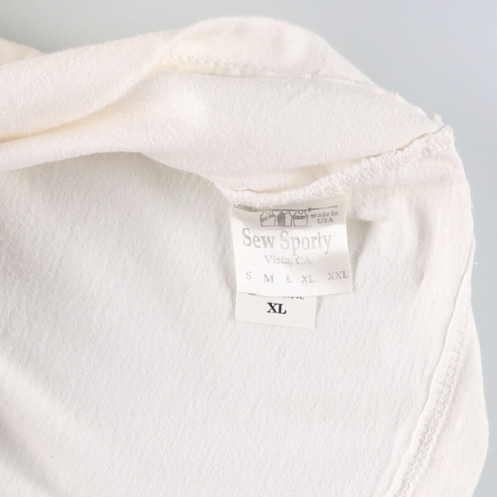 90'S SEW SPORTY College Ringer T-shirt, Made in USA, Men's XL, Vintage cotton white type Vintage Second Hand