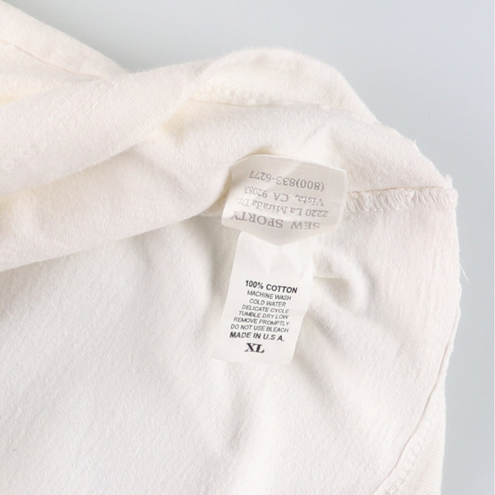 90'S SEW SPORTY College Ringer T-shirt, Made in USA, Men's XL, Vintage cotton white type Vintage Second Hand