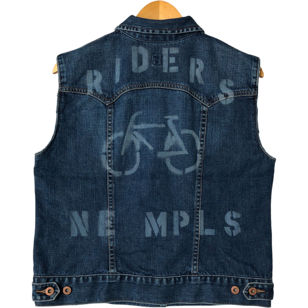 90'S GAP Old Gap open front collared cut off denim vest women's size L vintage cotton blue type Vintage Second Hand