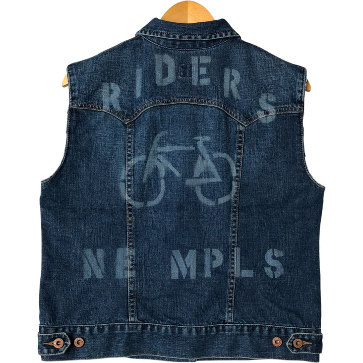 90'S GAP Old Gap open front collared cut off denim vest women's size L vintage cotton blue type Vintage Second Hand