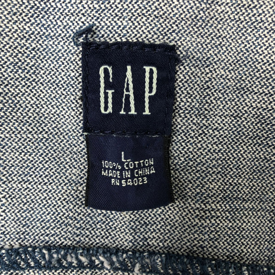 90'S GAP Old Gap open front collared cut off denim vest women's size L vintage cotton blue type Vintage Second Hand