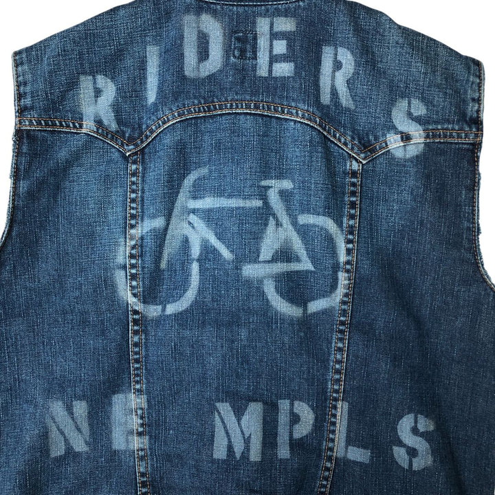 90'S GAP Old Gap open front collared cut off denim vest women's size L vintage cotton blue type Vintage Second Hand