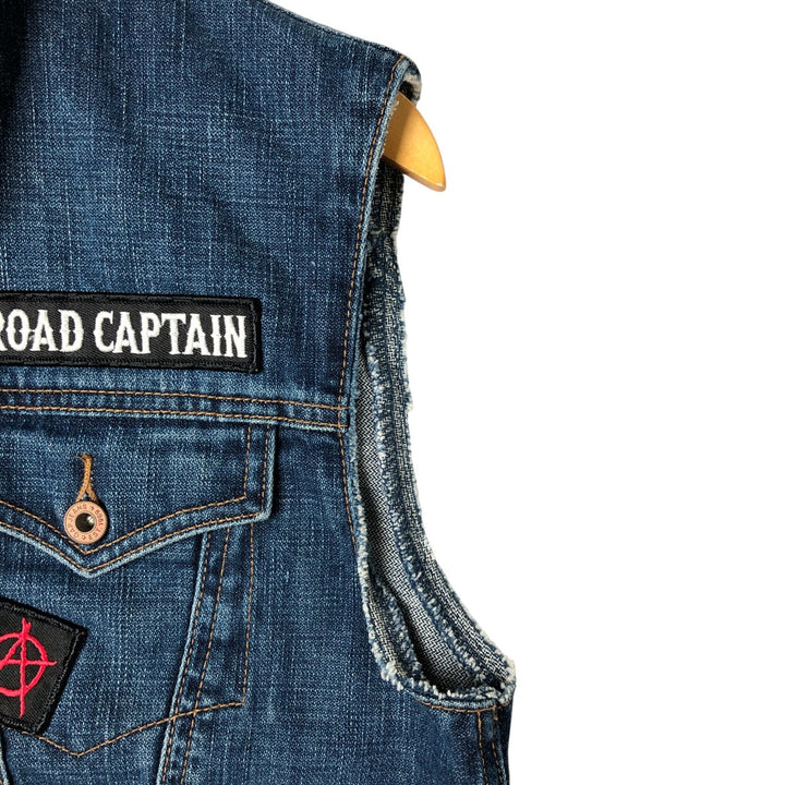 90'S GAP Old Gap open front collared cut off denim vest women's size L vintage cotton blue type Vintage Second Hand