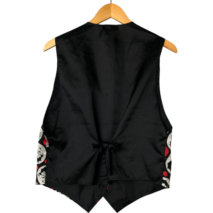 90'S BETTY BOOP all-over print front-opening vest, women's size L, vintage polyester black type Vintage Second Hand