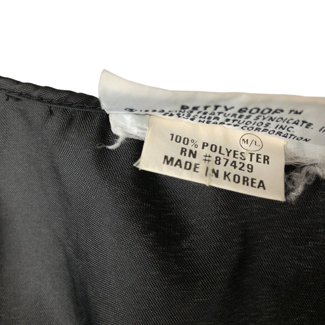 90'S BETTY BOOP all-over print front-opening vest, women's size L, vintage polyester black type Vintage Second Hand