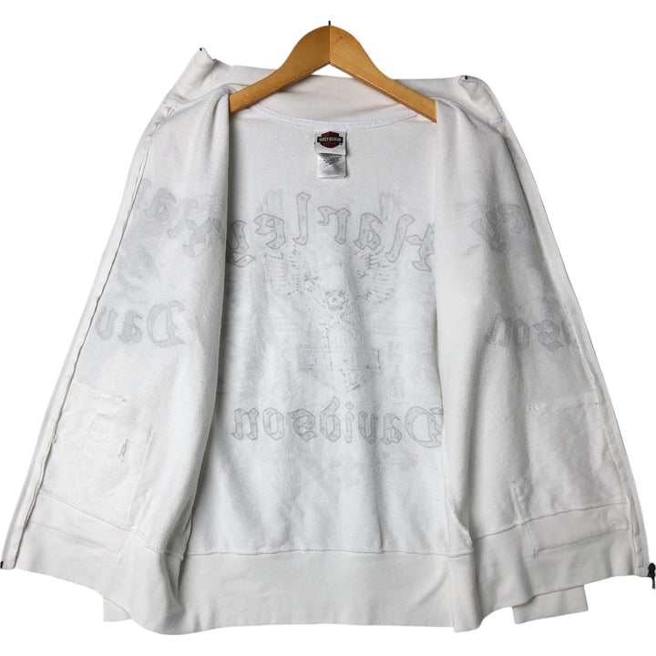 Harley-Davidson Eagle Pattern Full Zip Sweatshirt, Women's Size L cotton white type Vintage Second Hand