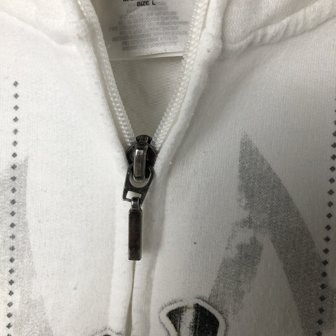 Harley-Davidson Eagle Pattern Full Zip Sweatshirt, Women's Size L cotton white type Vintage Second Hand