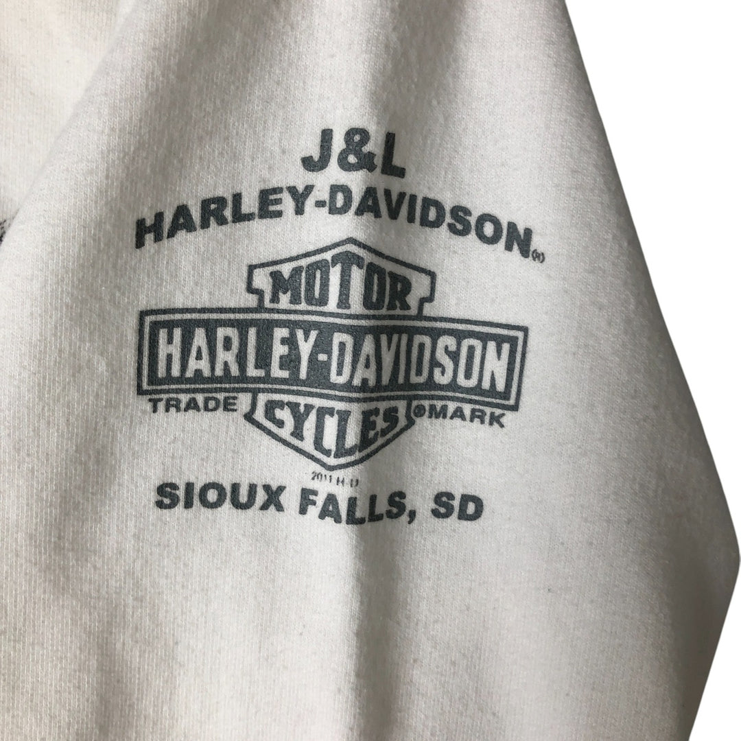Harley-Davidson Eagle Pattern Full Zip Sweatshirt, Women's Size L cotton white type Vintage Second Hand
