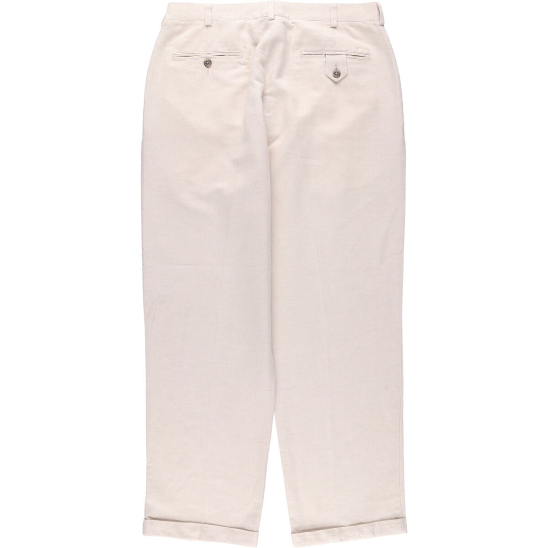 TEHAMA Two-pleat linen x cotton pants slacks for men, equivalent to w35 linen Beige type Vintage Second Hand