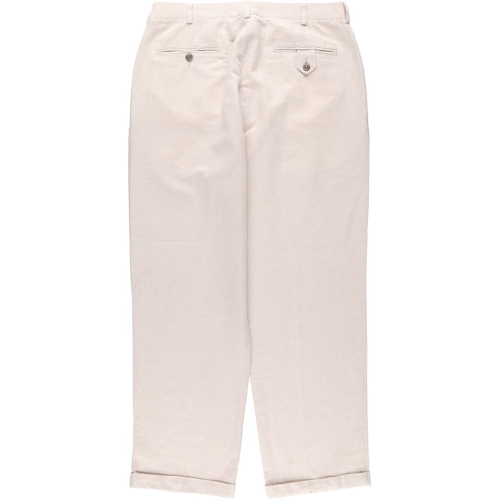 TEHAMA Two-pleat linen x cotton pants slacks for men, equivalent to w35 linen Beige type Vintage Second Hand