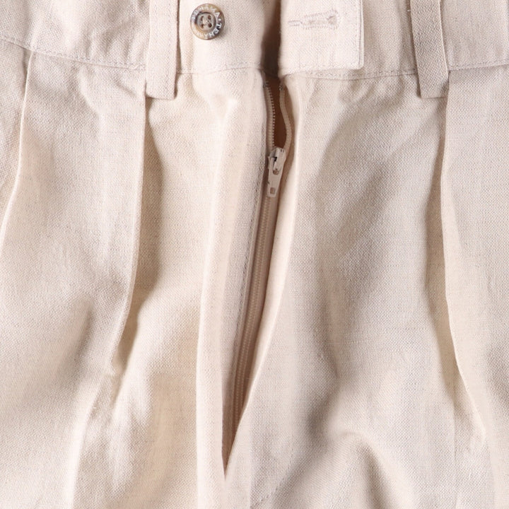 TEHAMA Two-pleat linen x cotton pants slacks for men, equivalent to w35 linen Beige type Vintage Second Hand