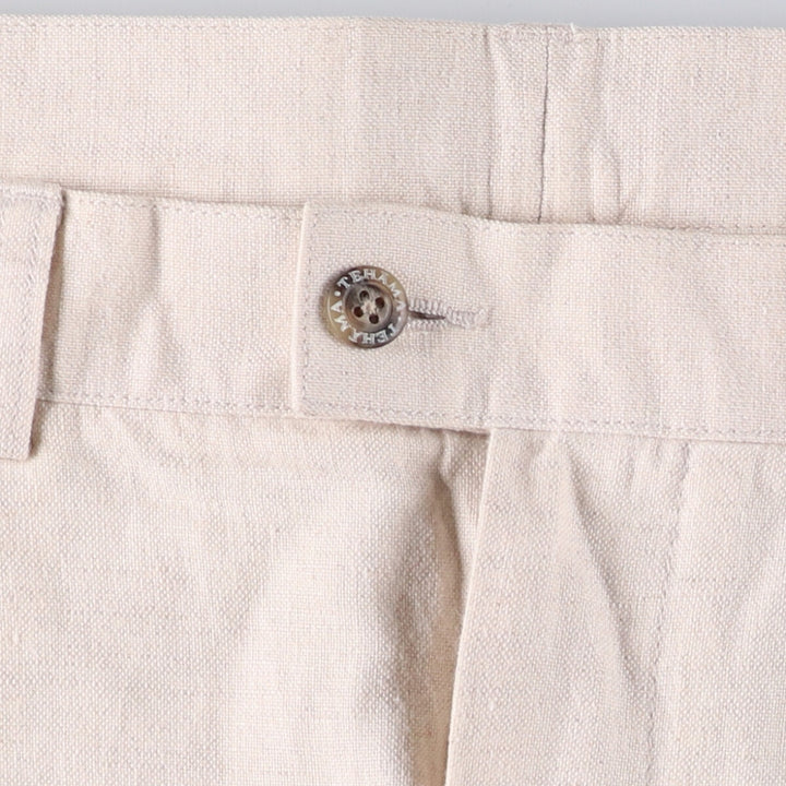 TEHAMA Two-pleat linen x cotton pants slacks for men, equivalent to w35 linen Beige type Vintage Second Hand