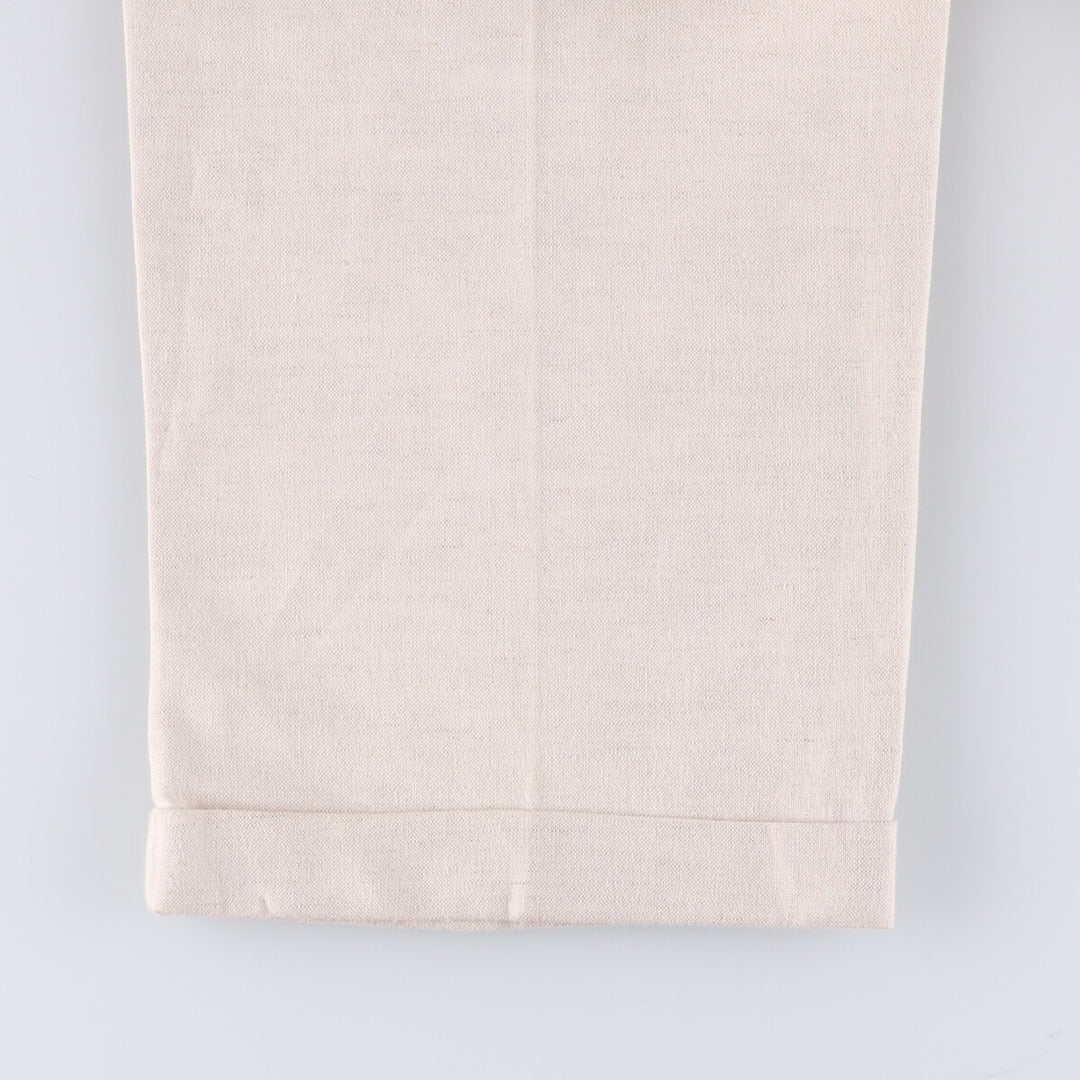 TEHAMA Two-pleat linen x cotton pants slacks for men, equivalent to w35 linen Beige type Vintage Second Hand
