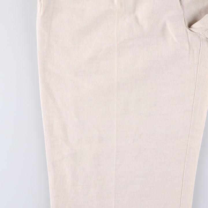 TEHAMA Two-pleat linen x cotton pants slacks for men, equivalent to w35 linen Beige type Vintage Second Hand