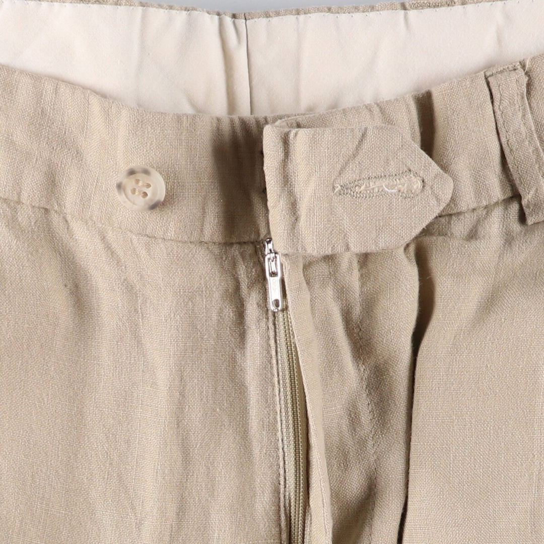 RACING GREEN One-tuck linen pants slacks for men, equivalent to w34 linen Beige type Vintage Second Hand