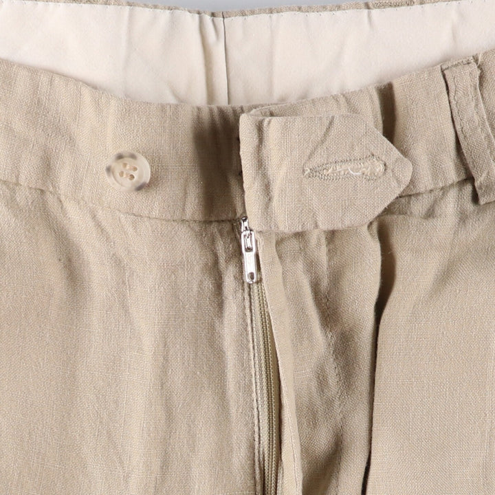 RACING GREEN One-tuck linen pants slacks for men, equivalent to w34 linen Beige type Vintage Second Hand
