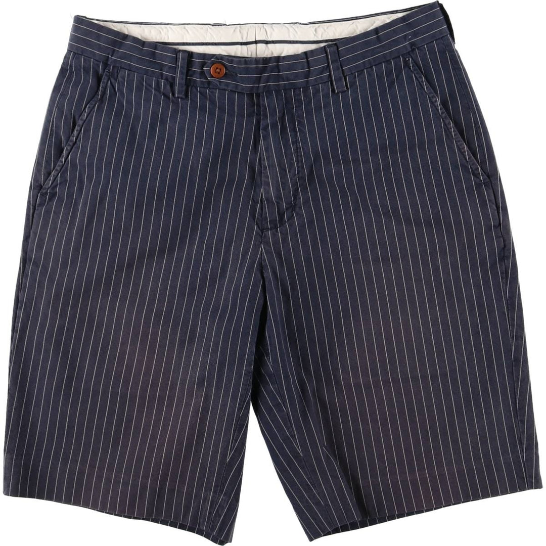 Ralph Lauren POLO by Ralph Lauren Stripe Pattern Cotton Shorts, Half Pants, Men's, W34 equivalent cotton navy blue type Vintage Second Hand