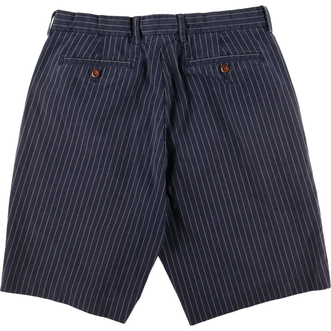 Ralph Lauren POLO by Ralph Lauren Stripe Pattern Cotton Shorts, Half Pants, Men's, W34 equivalent cotton navy blue type Vintage Second Hand