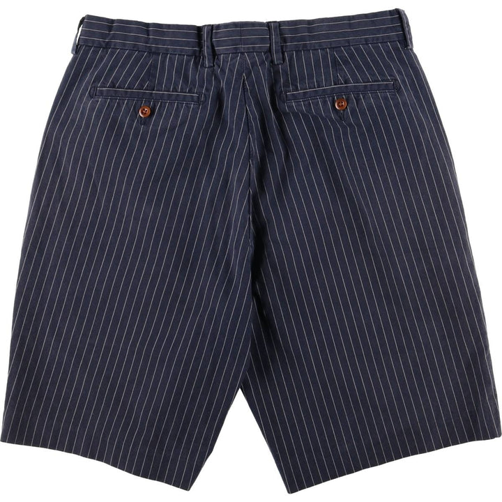 Ralph Lauren POLO by Ralph Lauren Stripe Pattern Cotton Shorts, Half Pants, Men's, W34 equivalent cotton navy blue type Vintage Second Hand
