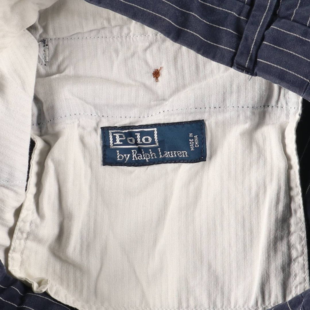 Ralph Lauren POLO by Ralph Lauren Stripe Pattern Cotton Shorts, Half Pants, Men's, W34 equivalent cotton navy blue type Vintage Second Hand
