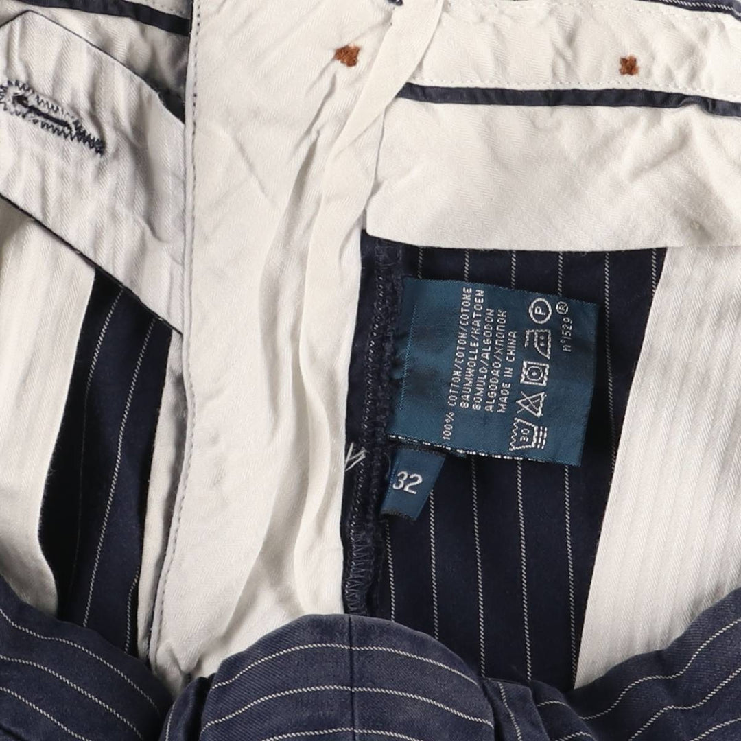 Ralph Lauren POLO by Ralph Lauren Stripe Pattern Cotton Shorts, Half Pants, Men's, W34 equivalent cotton navy blue type Vintage Second Hand