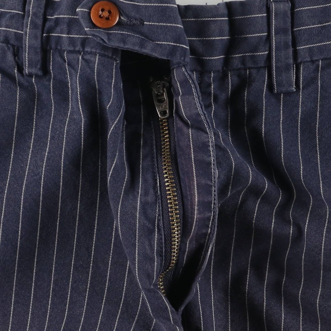 Ralph Lauren POLO by Ralph Lauren Stripe Pattern Cotton Shorts, Half Pants, Men's, W34 equivalent cotton navy blue type Vintage Second Hand